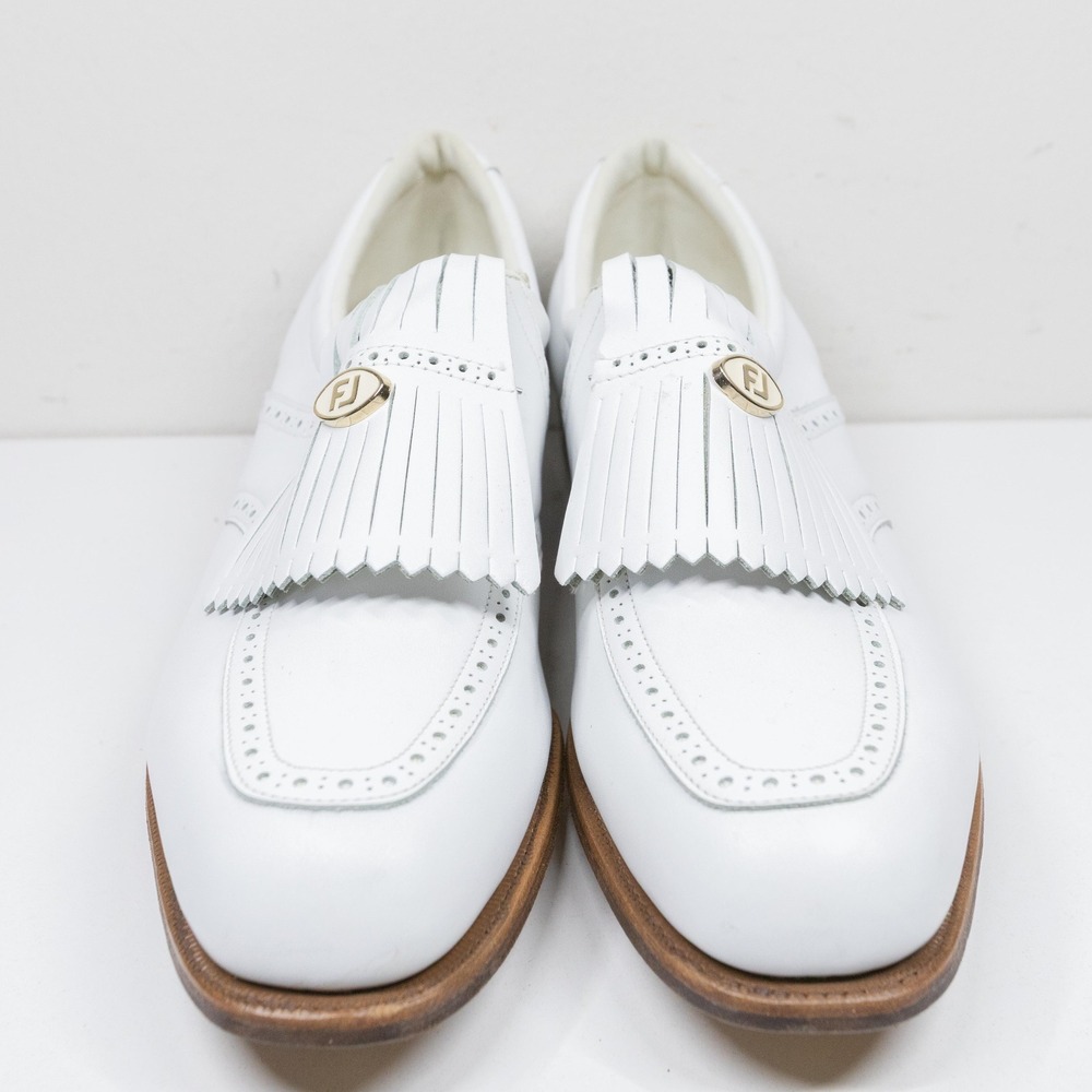 FOOTJOY Classics Dry Premiere Kiltie Wingtip Golf Shoes White Sz 10.5 B Narrow